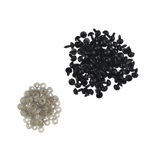 Plastische schwarze Augen für Plüschtiere 10 mm 100 Stk Sicherheitsaugen für Spielzeuge Figuren Puppen Herstellung von Plüschspielzeugen DIY Handarbeiten