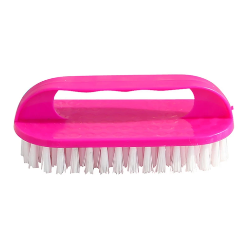Plastisk rengöringsborste 12,5 x 4 x 6 cm Handborste för skrubbning av golv och skor Slumptäck färg rosa, blå eller grön Hemstädning