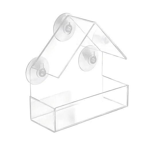 Plastové průhledné krmítko na okno 15 x 15 x 6 cm Krmítko s přísavkami pro ptáky Exteriérové krmítko s montáží bez nářadí