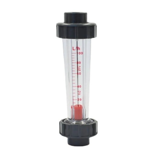 Plastový plovákový prietokomer rotametr DN25 250-2500 l/h s vnútorným závitom na meranie prietoku vody a kvapalín priehľadný do potrubia