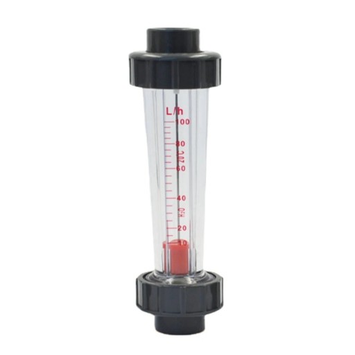 Plastový plovákový průtokoměr rotametr DN15 10-100 l/h s vnitřním závitem na měření průtoku vody a kapalin průhledný do potrubí