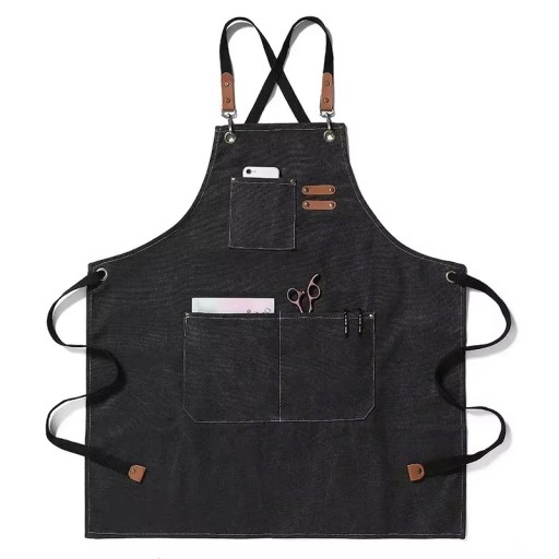 Plátěna kuchyňska zástěra 74x68 cm Unisex zástěra na gotowanie, grillowanie, bar, restaurację, kawiarnię, studio, uniforma robocza