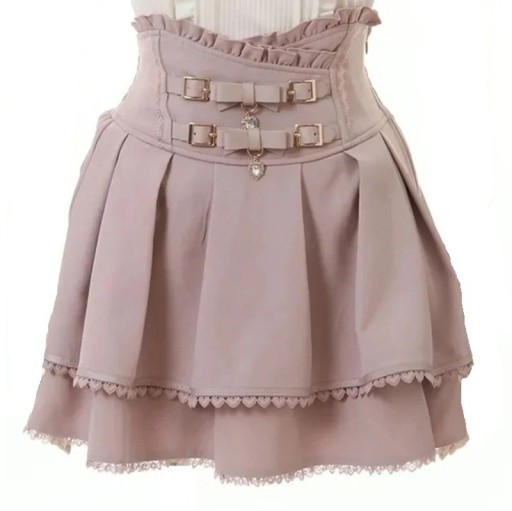 Pleated Mini Skirt in Japanese Style with Lace and Ties Slim Fit A-Line Short Skirt for Women Elegant Gothic Harajuku Look