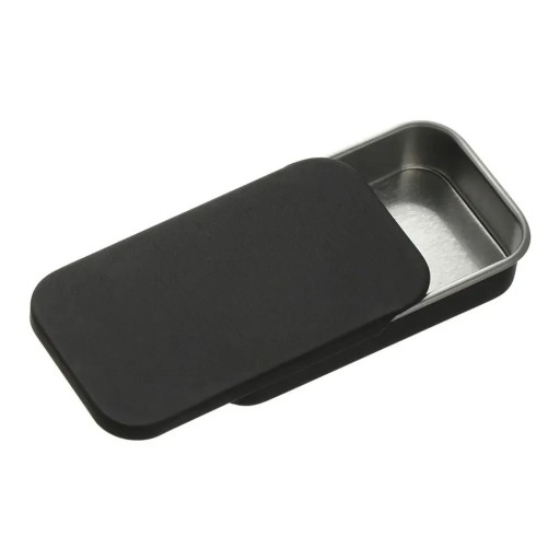 Plechová krabička na šperky a drobnosti 60 × 34 × 11 mm kovová dóza s posuvným víkem balení na léky bonbony