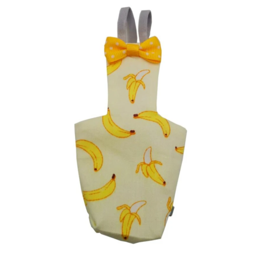 Plenă din bumbac pentru papagali 13 x 6,5 cm Model galben deschis cu banane Fundiță portocalie Material respirabil Reutilizabil