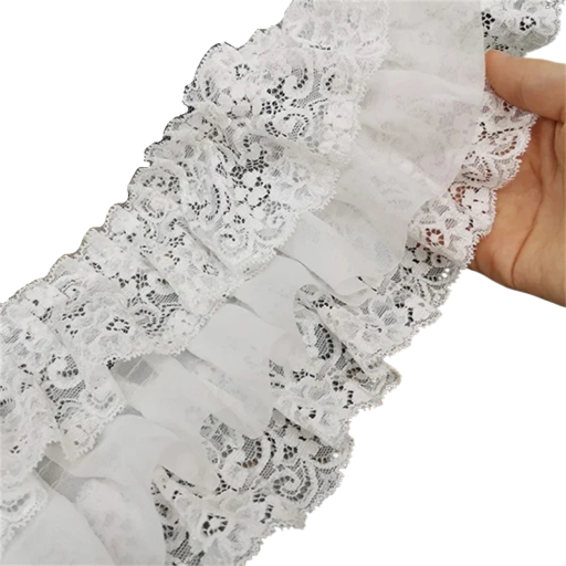 Plisserad trelagers chiffongspets 10 cm x 91 cm Dekorativt tyg för sömnad Dekorband för kläder Bröllopstillbehör Gör-det-själv-projekt Modeändringar