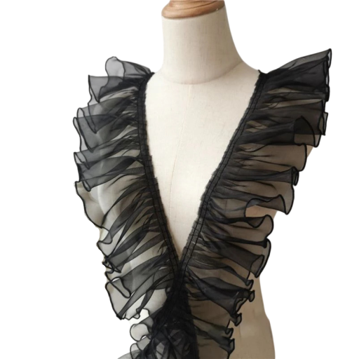 Plissierte Volantstoff mit Stickerei 91 cm Polyester Dekorative Volantborte Zum Nähen von Kleidung und Basteln