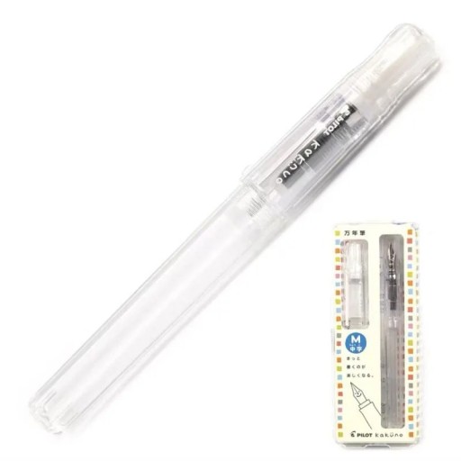 Plniace pero Pilot Kakuno F jemný hrot 0,3–0,4 mm dĺžka 13,1 cm priehľadné inkoustové pero japonské papiernictvo písanie kaligrafia