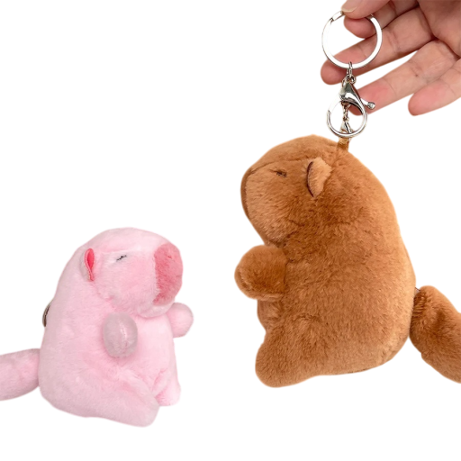 Pluche capibara sleutelhanger met bewegende staart Schattige zachte sleutelhanger of rugzakdecoratie Voor dierenliefhebbers