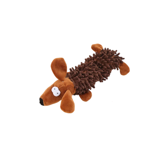 Pluche hondenspeelgoed 27 x 11 cm dierenvorm met piepje Duurzaam interactief bijtspeelgoed voor kleine honden