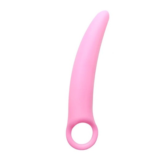 Plug anal de silicona rosa 2,9 x 18,8 cm con mango redondo forma ergonómica superficie lisa fácil mantenimiento geles lubricantes especiales embalaje discreto