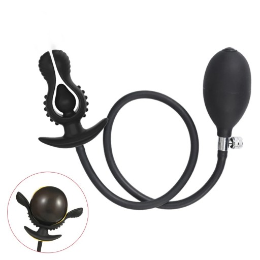 Plug anal inflable de silicona para estimulación intensa y masaje de próstata, fácil de manejar, ajuste de tamaño, embalaje discreto.