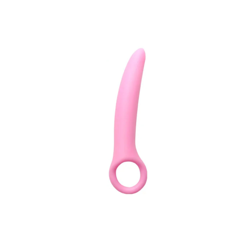 Plug anal pequeno de silicone rosa 1,8 x 12,5 cm com pega redonda forma ergonómica superfície lisa fácil de manter géis lubrificantes especiais embalagem discreta