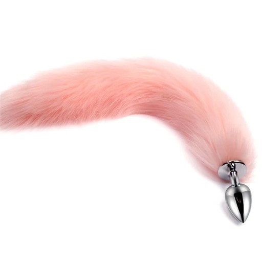 Plug anale in metallo con coda di volpe L 4 x 9 cm lunghezza della coda 40 cm superficie liscia design ergonomico confezione discreta