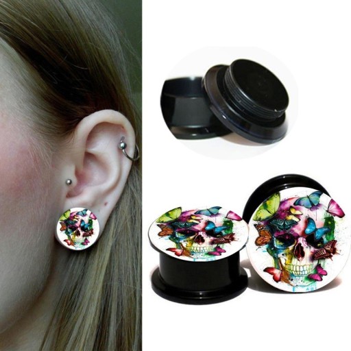 Plug com impressão de Caveira e Borboletas