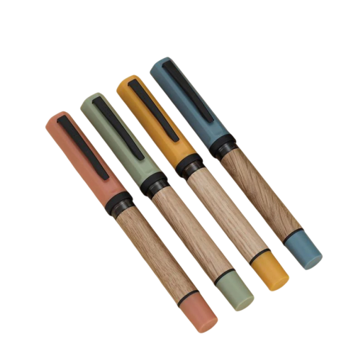 Pluma estilográfica JINHAO de madera de roble punta F 0,5 mm pluma de caligrafía naranja para estudiantes uso de oficina