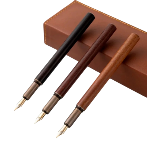 Pluma estilográfica retro 0,5 mm de madera con acabado en bronce para caligrafía, escritura, pluma de tinta para uso de oficina