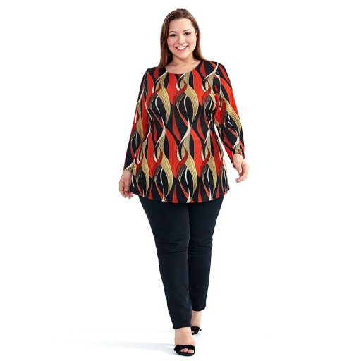Plus size dame t-shirt med lange ærmer