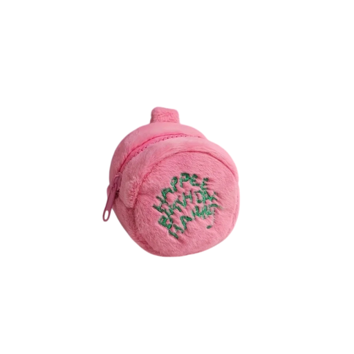 Plüsch-Kosmetiktasche, 8,5 x 8,5 cm, tragbar, bestickte Münzbörse, zum Aufhängen, Lippenstift- und Ausweistasche, Reiseumschlag aus Polyester