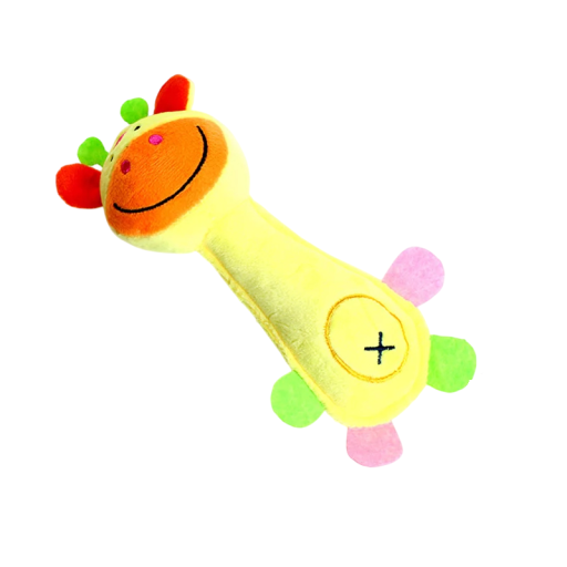 Plüschspielzeug für Hunde mit Quietscher in Form einer gelben Giraffe 21 x 7 cm strapazierfähiges Kau- und Reinigungs-Spielzeug aus weichem Material