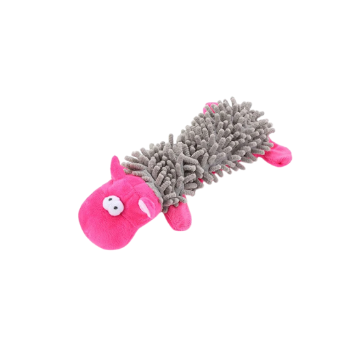 Plüschspielzeug für Hunde mit Quietscher in Form eines rosa Nilpferds 26 x 11,5 cm strapazierfähiges Kau- und Reinigungs-Spielzeug aus weichem Material