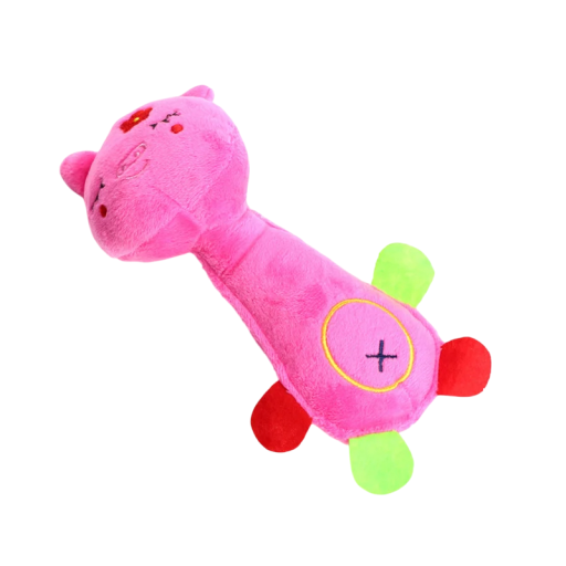 Plüschspielzeug für Hunde mit Quietscher in Form eines rosa Schweins 21 x 7 cm strapazierfähiges Kauspielzeug und Reinigungswerkzeug aus weichem Material