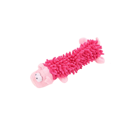 Plüschspielzeug für Hunde mit Quietscher in Form eines rosa Schweins 24,5 x 9,5 cm strapazierfähiges Kau- und Reinigungs-Spielzeug aus weichem Material
