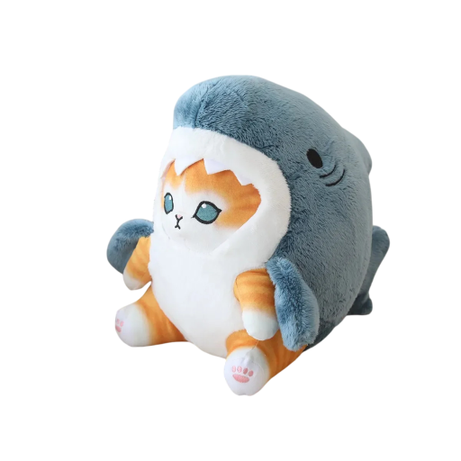 Plush Toy Catshark 20 cm Orange Cat and Grey Shark Soft Plush with PP Cotton Original Cuddly Gift for Children and Adults