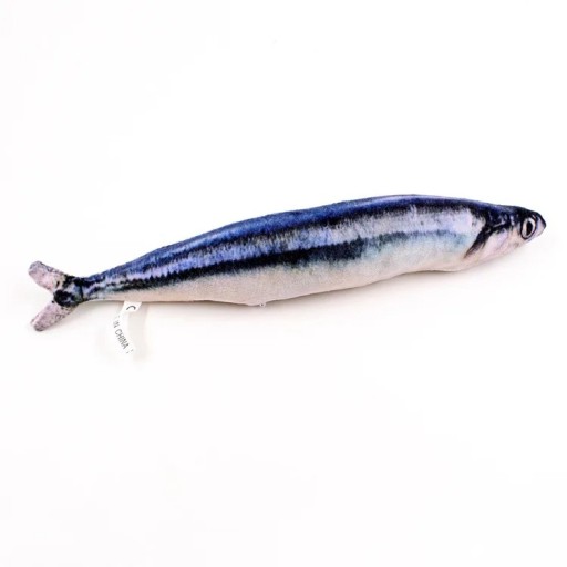 Plush Toy for Cats Saury Fish 20 cm Chew Toy for Cats Interactive Scratching Post and Teether Soft Plush for Cats