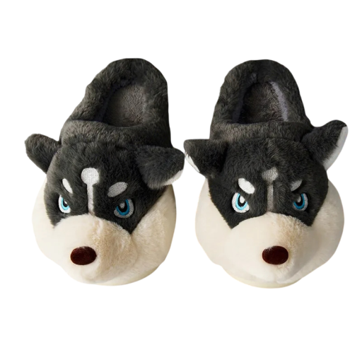 Plüss Husky kutyapapucs Puha házipapucs csúszásmentes talppal Aranyos kutyapapucs télen meleg téli cipőkhöz