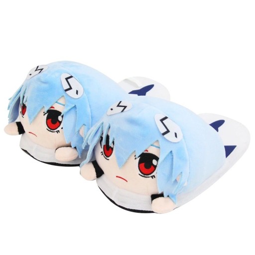 Plys hjemmesko formet som anime-figuren Rei Ayanami Skridsikre hjemmesko EU-størrelse 36-43 28×15×8 cm Sjove sko til fans