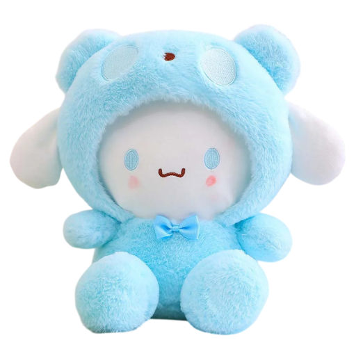 Plyšová hračka Cinnamoroll 25 cm Sanrio postavička v obleku medvedíka Roztomilý plyšák Dekorácie Darček pre fanúšikov kawaii štýlu a anime