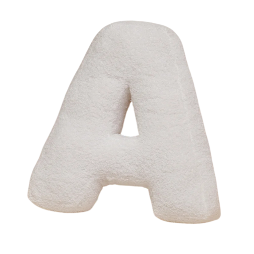 Plyšový polštář písmeno A 40 cm měkký plyš PP bavlna bílý dekorační polštář do interiéru na postel i gauč