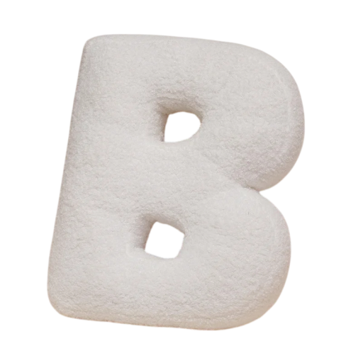 Plyšový polštář písmeno B 40 cm měkký plyš PP bavlna bílý dekorační polštář do interiéru na postel i gauč