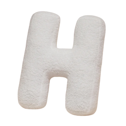 Plyšový polštář písmeno H 40 cm měkký plyš PP bavlna bílý dekorační polštář do interiéru na postel i gauč