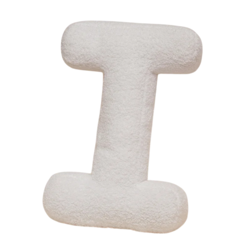 Plyšový polštář písmeno I 40 cm měkký plyš PP bavlna bílý dekorační polštář do interiéru na postel i gauč