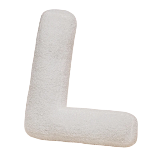 Plyšový polštář písmeno L 40 cm měkký plyš PP bavlna bílý dekorační polštář do interiéru na postel i gauč