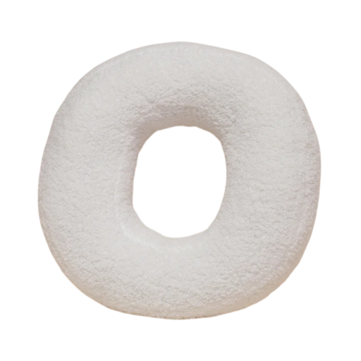 Plyšový polštář písmeno O 40 cm měkký plyš PP bavlna bílý dekorační polštář do interiéru na postel i gauč