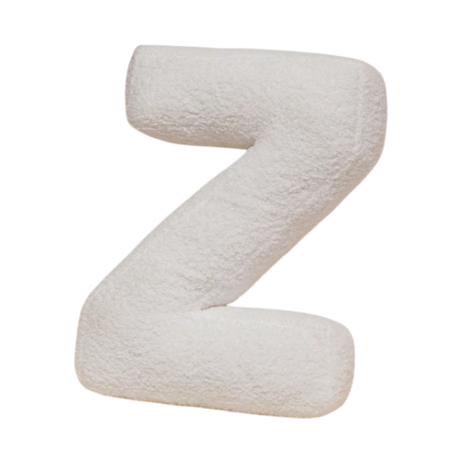 Plyšový polštář písmeno Z 40 cm měkký plyš PP bavlna bílý dekorační polštář do interiéru na postel i gauč
