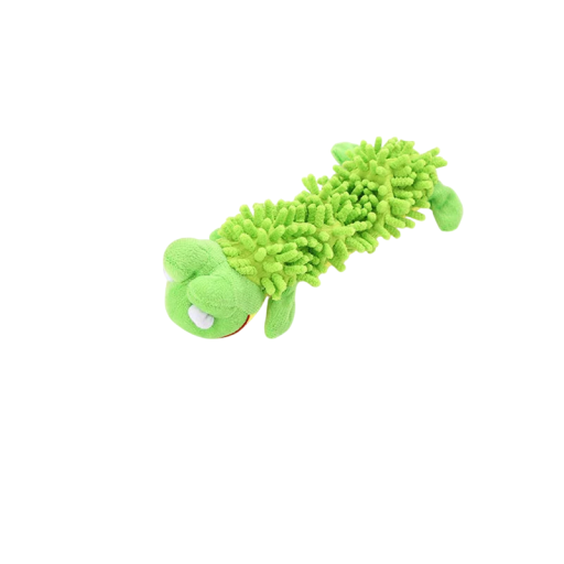 Plyšspielzeug für Hunde mit Quietscher in Form eines grünen Frosches 23 x 10,5 cm langlebiges Kau- und Reinigungs-Spielzeug aus weichem Material