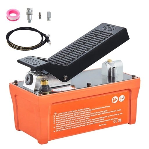 Pneumaticko-hydraulické nožní čerpadlo 10 000 PSI 1,6 l nádrž s kovovým krytem v oranžové barvě na rovnání karoserie a tažné rámy