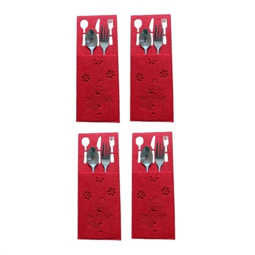 Pochette de couverts de Noël avec bonhomme de neige 4 pcs