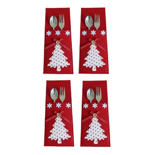 Pochette de couverts de Noël avec un sapin 4 pcs