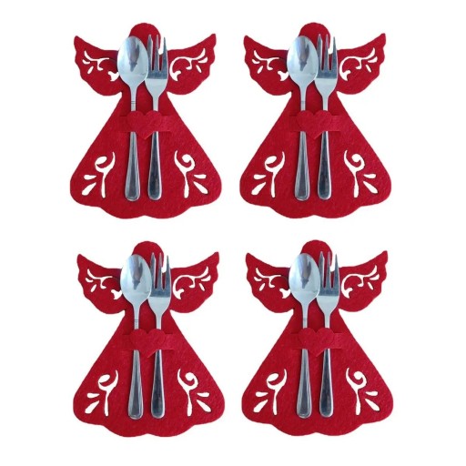 Pochette de Noël pour couverts - ange 4 pcs