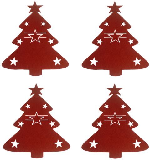 Pochette de Noël pour couverts en forme d'arbre 4 pièces