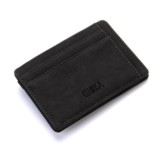 Pochette de voyage fine pour documents et cartes en cuir PU Compartiments à l'avant Surface mate Bords surpiqués Dimensions 10,5 x 0,7 x