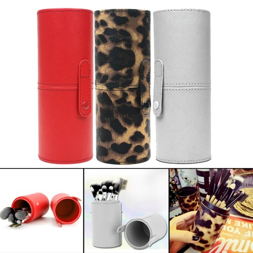Pochette en cuir pour pinceaux de maquillage