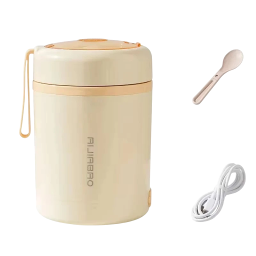 Podgrzewacz do żywności ze stali nierdzewnej 600 ml, 5 V/12 V/24 V, USB, elektryczny, przenośny pojemnik na lunch, podgrzewacz piknikowy, 10 W, kompaktowy pojemnik z pokrywką