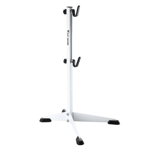 Podłogowy stojak na rower WEST BIKING z dwoma hakami 68 x 25 x 41 cm z żelaza biały do warsztatu do naprawy i parkowania roweru