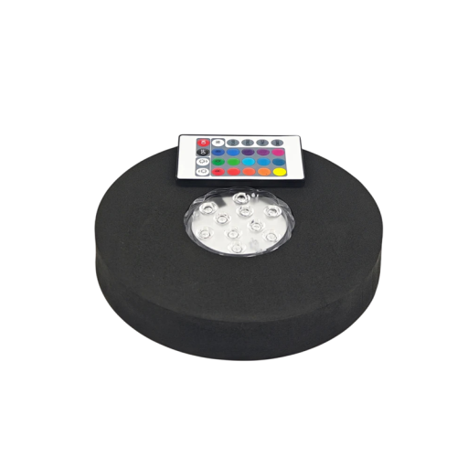 Podložka na vodnú dýmku LED osvetlenie RGB 16 farieb 18 cm EVA pena Diaľkové ovládanie Čierna Podstavec pod shishu a hookah príslušenstvo